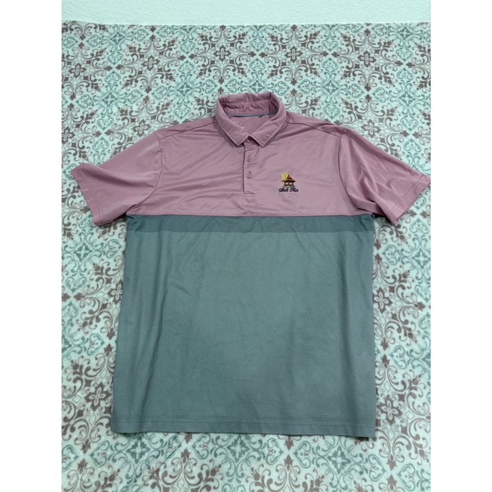 Sligo Mens Bali Hai Golf Polo Shirt Pink Gray Colorblock Performance Large L